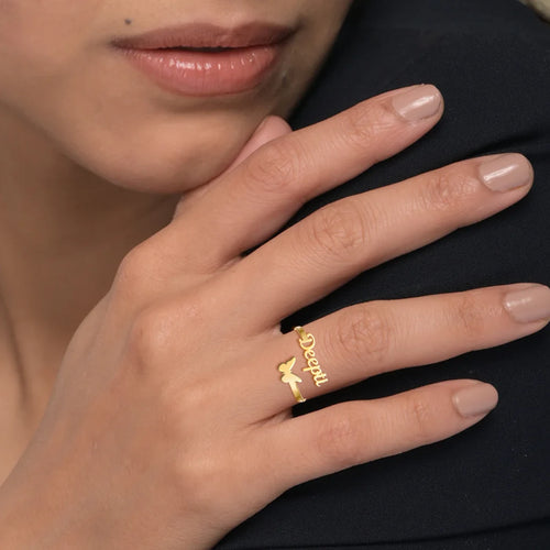 Elegant Charm – Butterfly Ring with Name