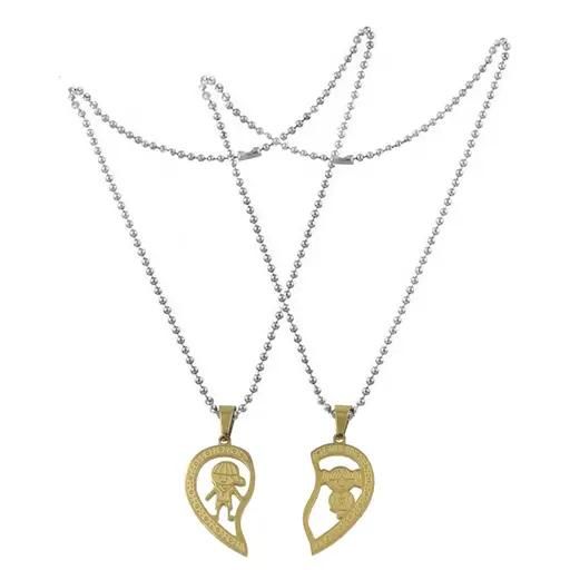 Heart Shape Girl & Boy Couple Locket with Chain | Gold Plated Stainless Steel