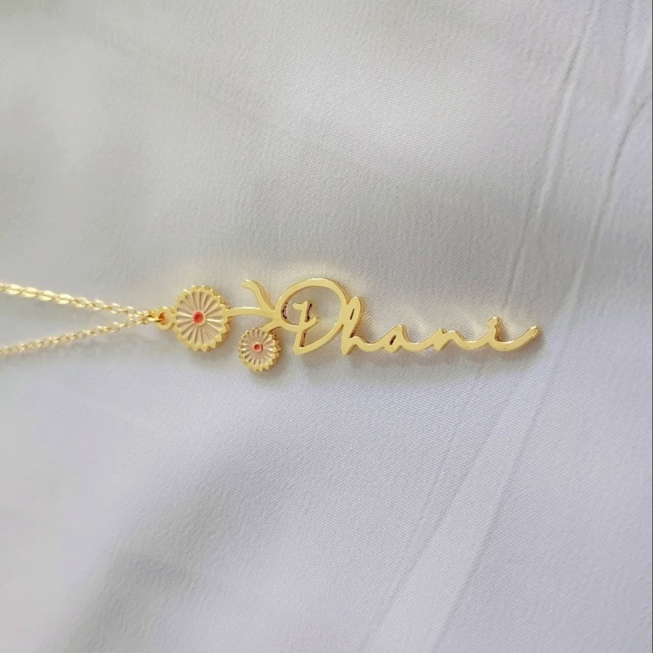 Personalised Signature Style With Flower Name Necklace