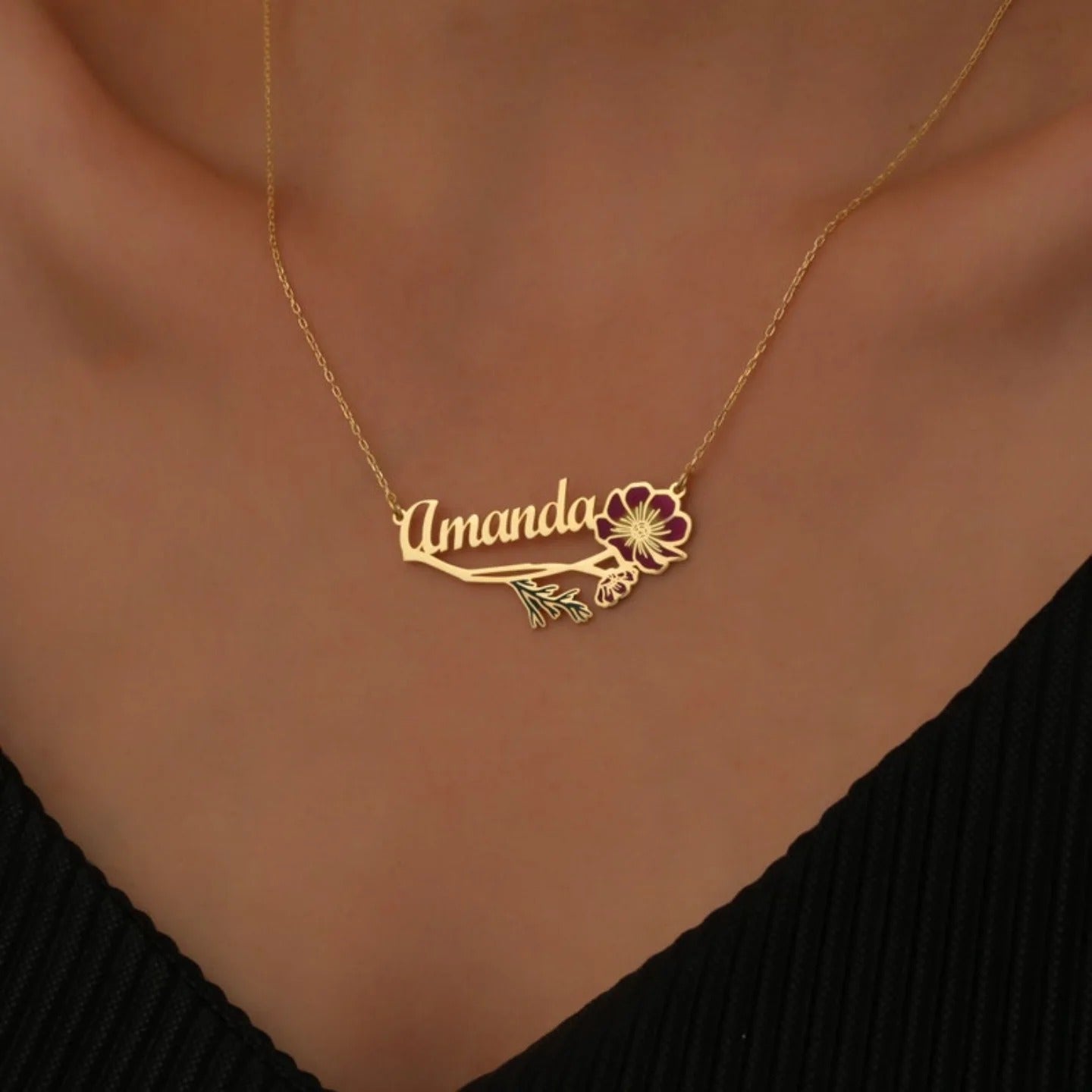 Personalised Flower Style Name Necklace