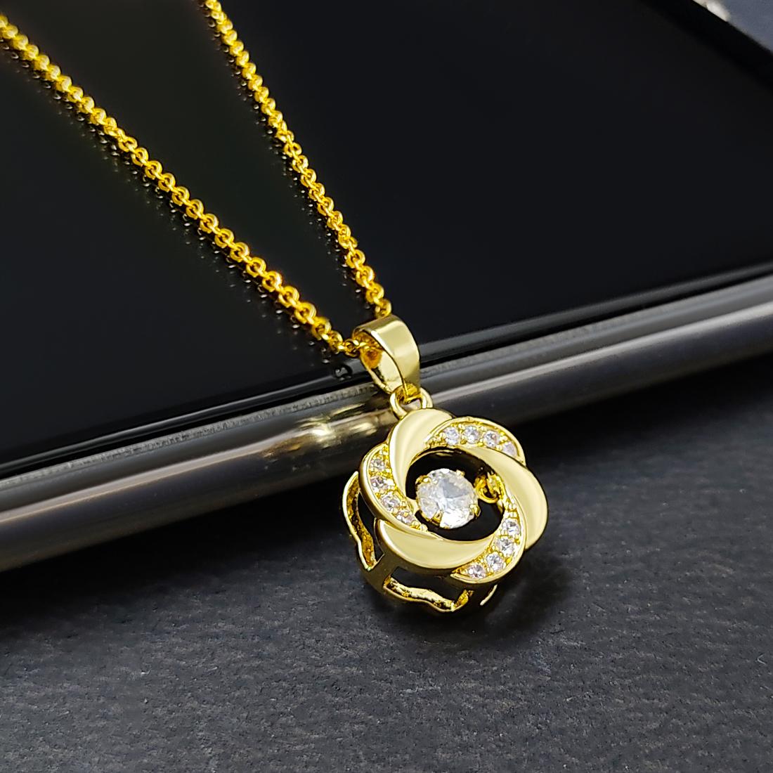 Beautiful American Diamond Pendant with Chain - Elegant Western Accessory