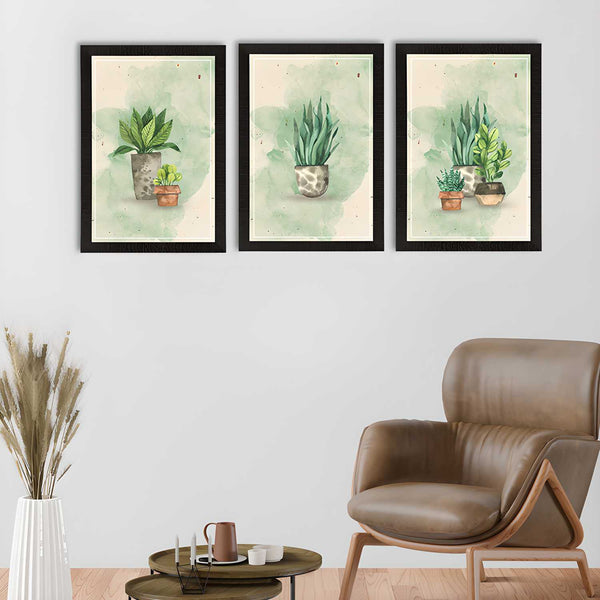 Blooming Beauty – Set of 3 Watercolor Flower Pots with Satin Matt UV Art Painting
