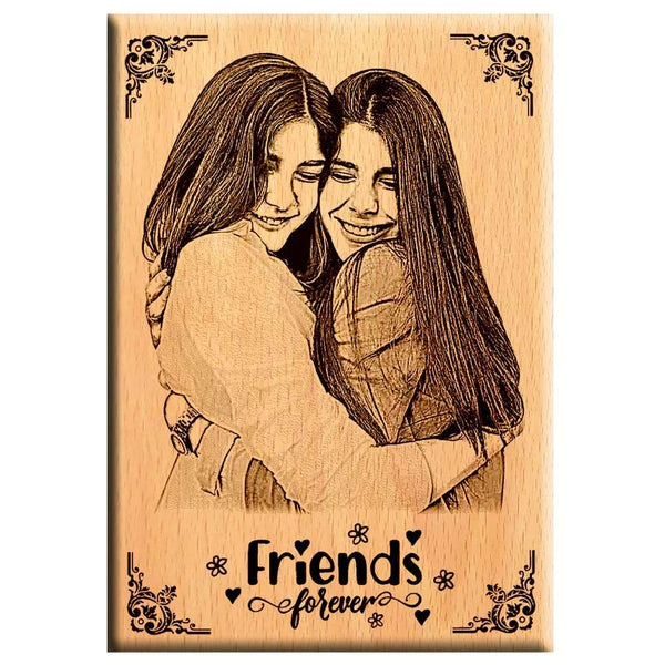 Personalized Natural Wood Engraved Photo Frame Vertical