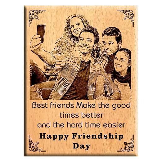 Personalized Natural Wood Engraved Photo Frame Vertical