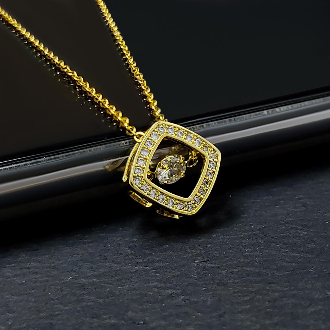 Elegant American Diamond Pendant with Chain - Stylish Western Accessory