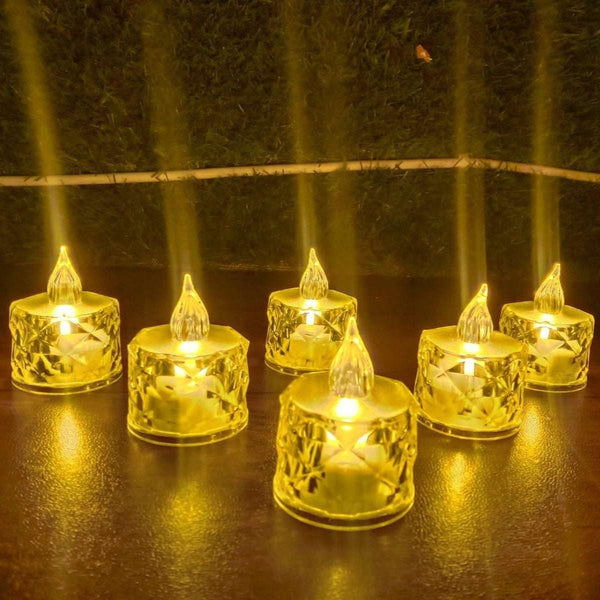 Radiant Crystal Glow – Set of 4 Flameless and Smokeless LED Tea Light Candles