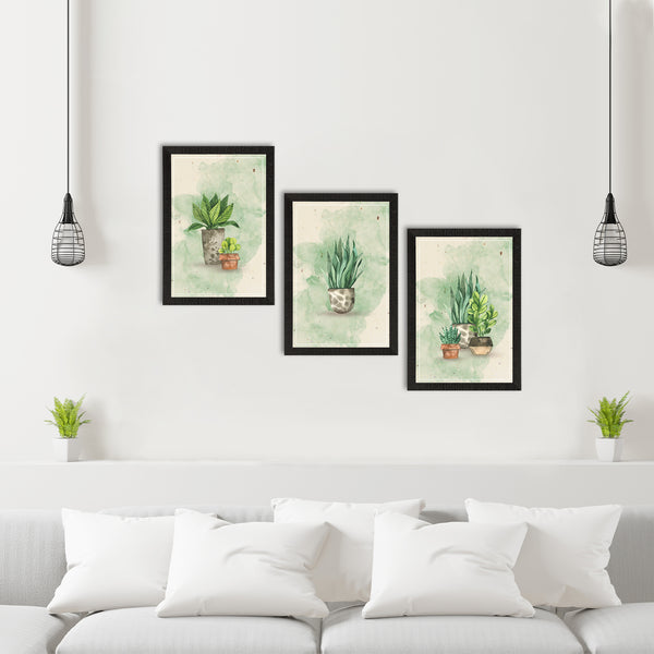 Blooming Beauty – Set of 3 Watercolor Flower Pots with Satin Matt UV Art Painting