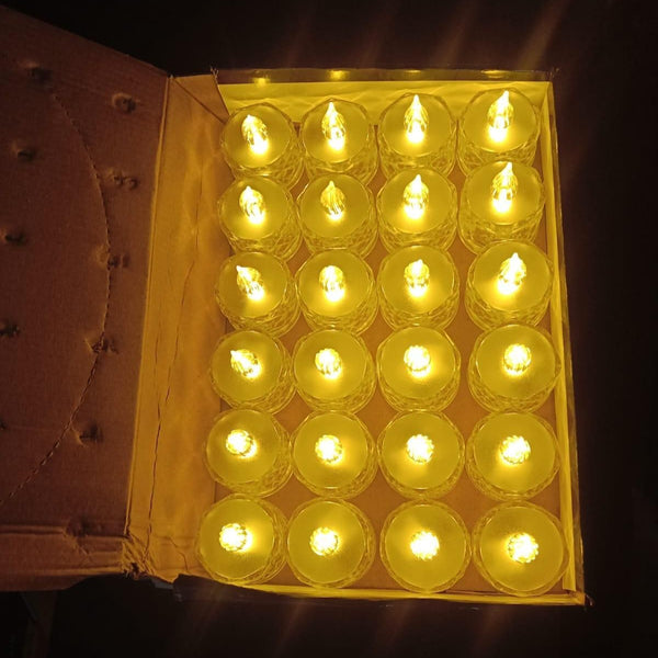 Radiant Crystal Glow – Set of 4 Flameless and Smokeless LED Tea Light Candles