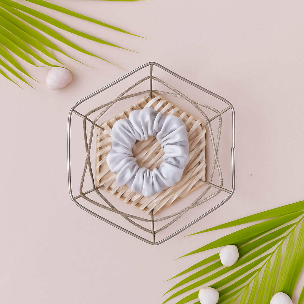 Moonlight Gray Satin Scrunchie