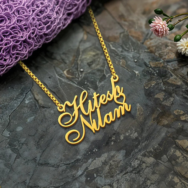 Personalised Heart Couple Name Necklace