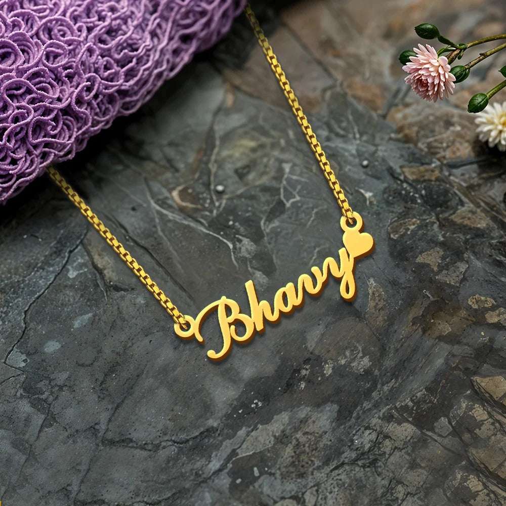 18K Gold Plated Personalised Heart Name Necklace