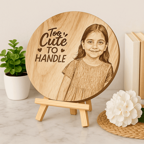 Personalized Natural Wood Round Engraved Photo - 6 Inch