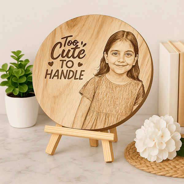 Personalized Natural Wood Round Engraved Photo - 6 Inch