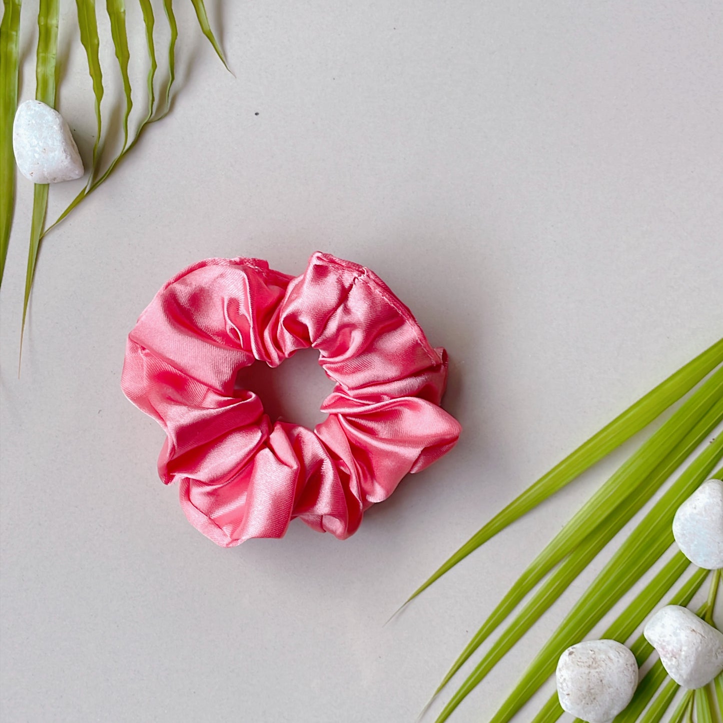 Satin Pop Luxe Scrunchies - Set of 4 (Rich Magenta, Hot Pink, Light Aquamarine & Mocha Taupe)