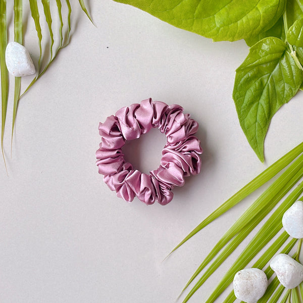 Pastel Pop Satin Scrunchies - Set of 6 (Pearl Pink, Silvery Mist, Sunshine Yellow, Rose Dust, Ocean Blue & Champagne)
