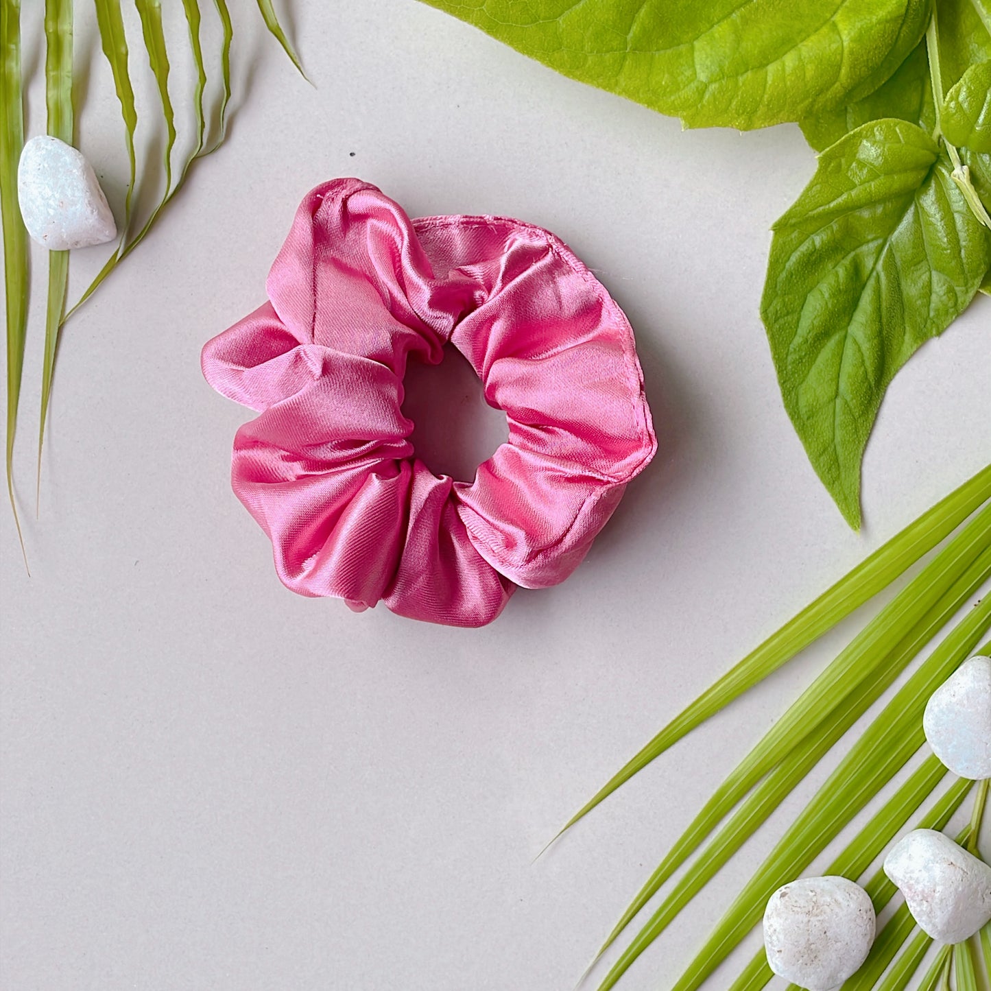 Vibrant Vibes Scrunchies - Set of 5 (Jet Black, Honeydew, Flamingo Pink, Sunshine Yellow & Light Aquamarine