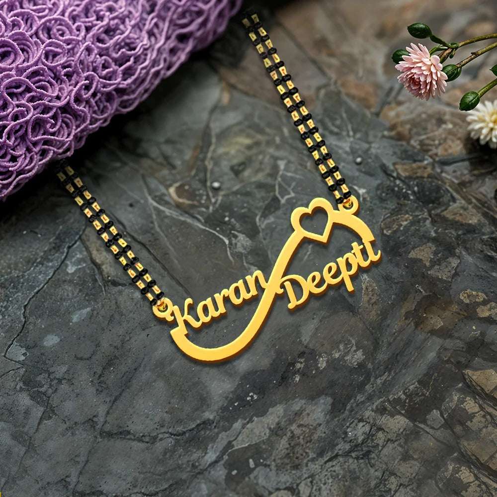 18K Gold Plated Personalised Infinity Couple Name Necklace