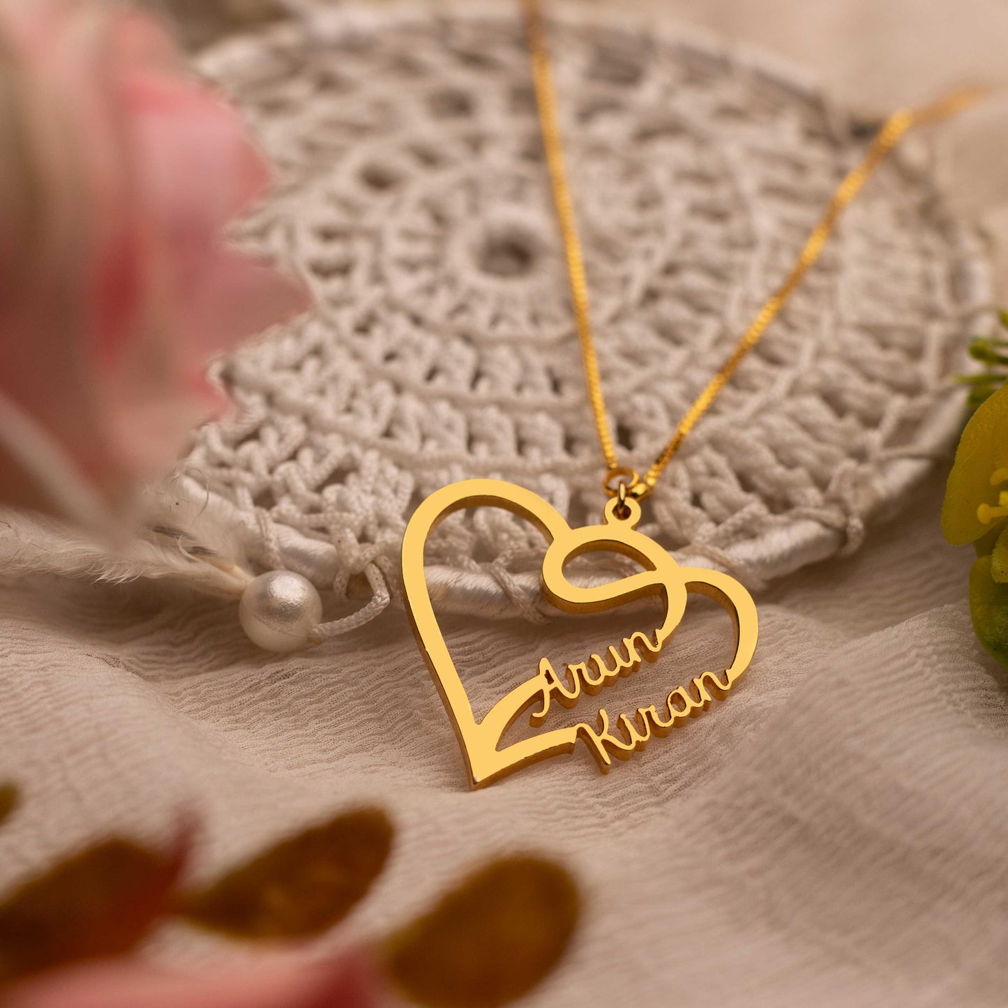 Personalised Couple's Heart Name Necklace