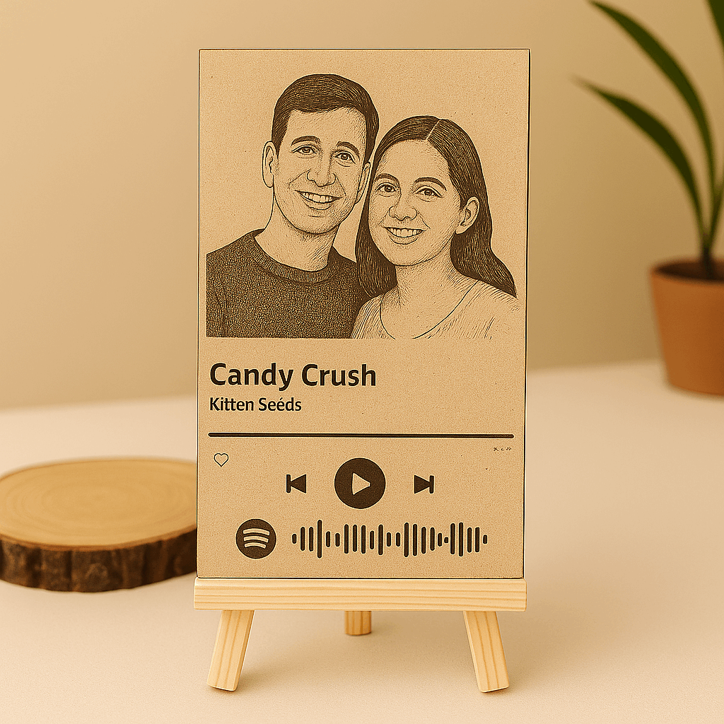 Personalized Natural Wood Spotify Frame Large