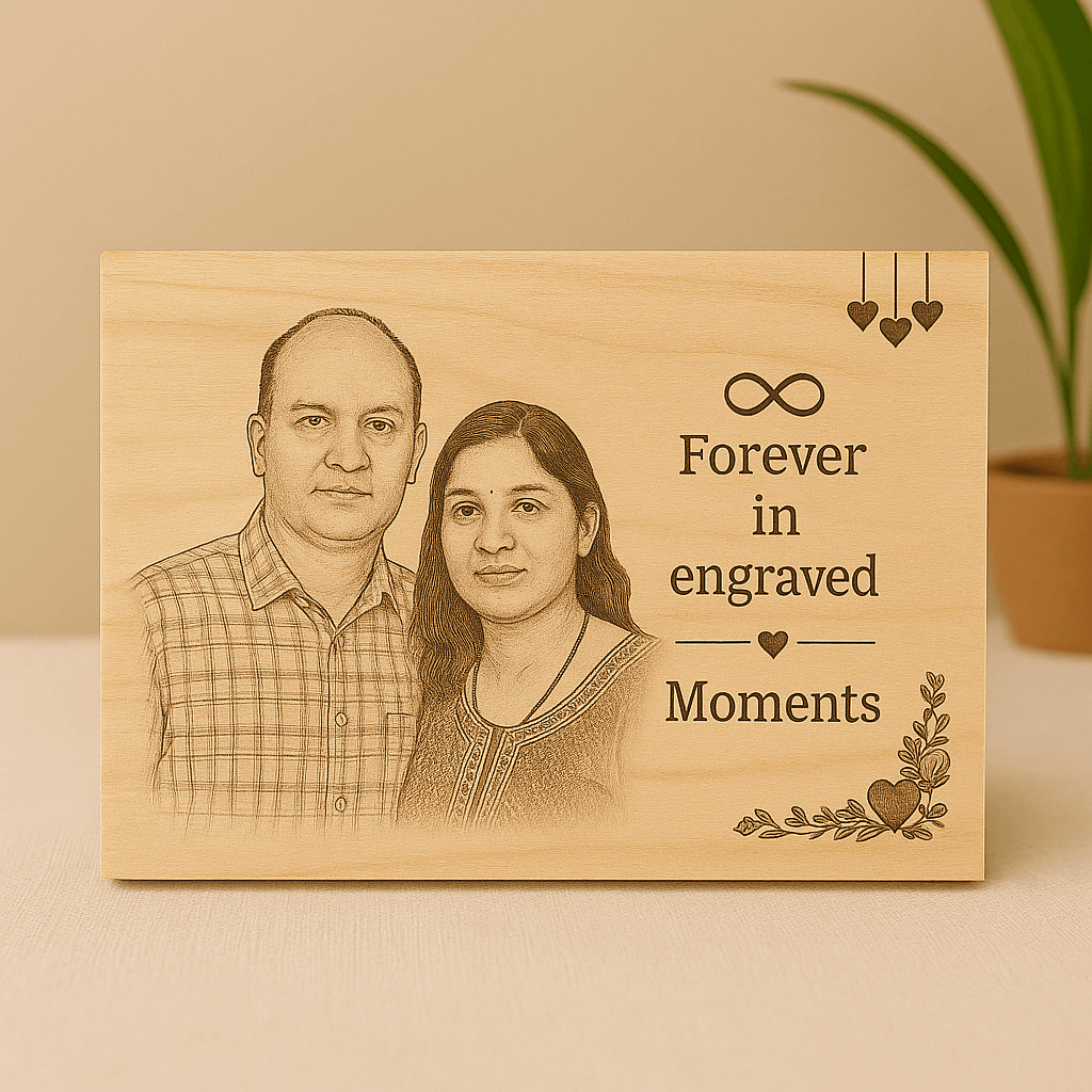 Personalized Natural Wood Engraved Photo Frame