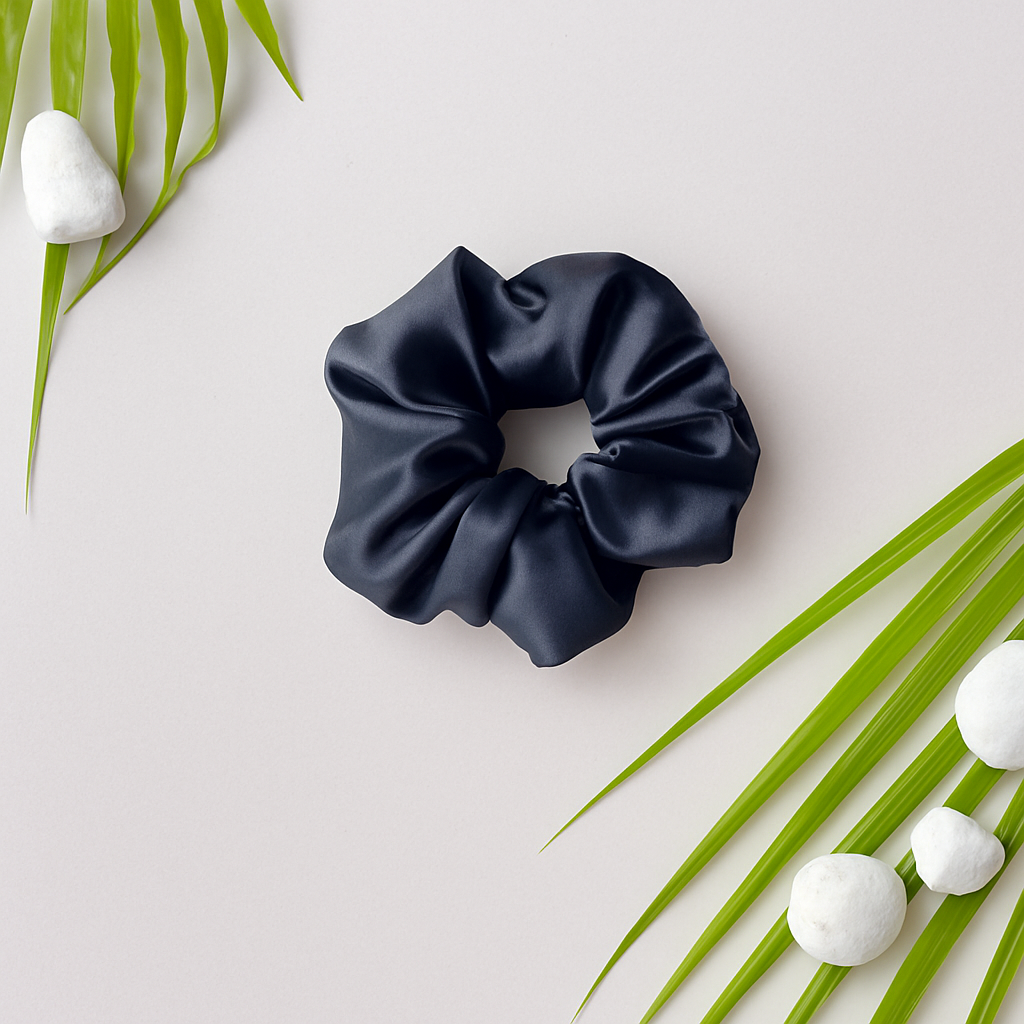 Midnight Black Satin Scrunchie