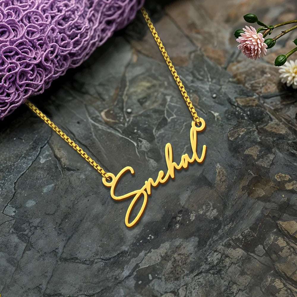 18K Gold Plated Personalised Signature Name Necklace