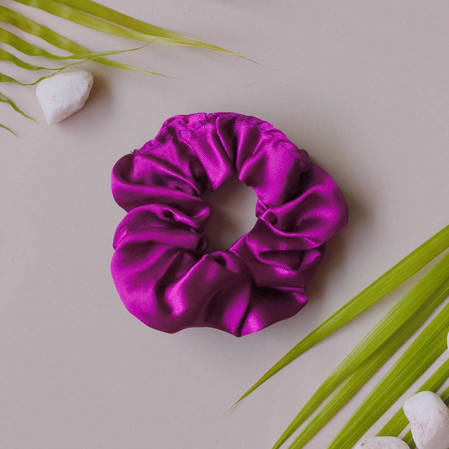 Satin Pop Luxe Scrunchies - Set of 4 (Rich Magenta, Hot Pink, Light Aquamarine & Mocha Taupe)