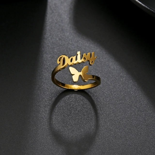 Elegant Charm – Butterfly Ring with Name