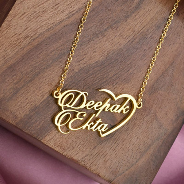 Couple’s Heart Name Necklace - Pendant for Lovers