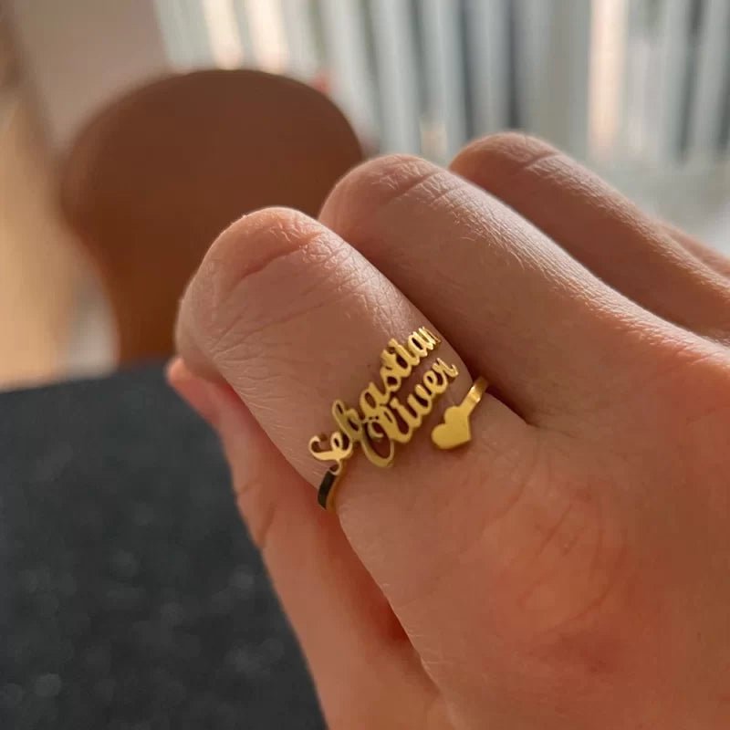 Bonded in Love – Couple's Heart Name Ring