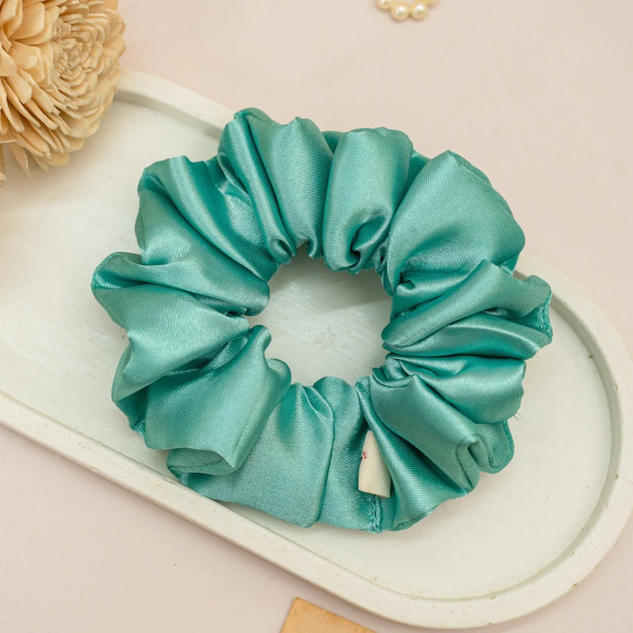Aquamarine Satin Scrunchie