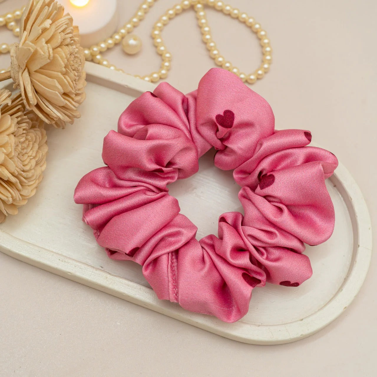 Blush Pink Satin Scrunchie