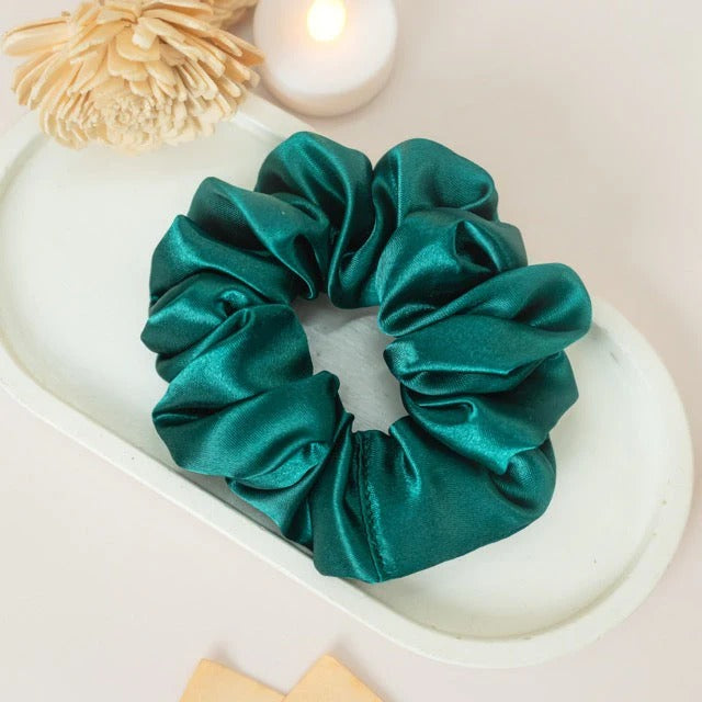 Ocean Teal Satin Scrunchie