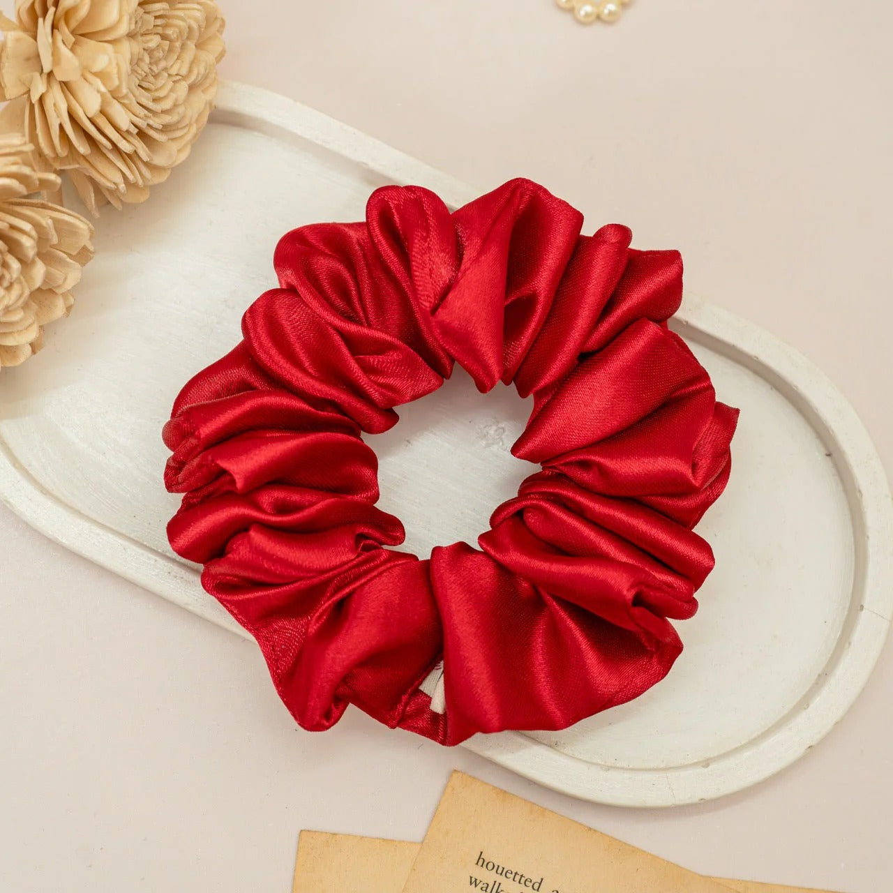 Wine Red Satin Scrunchie