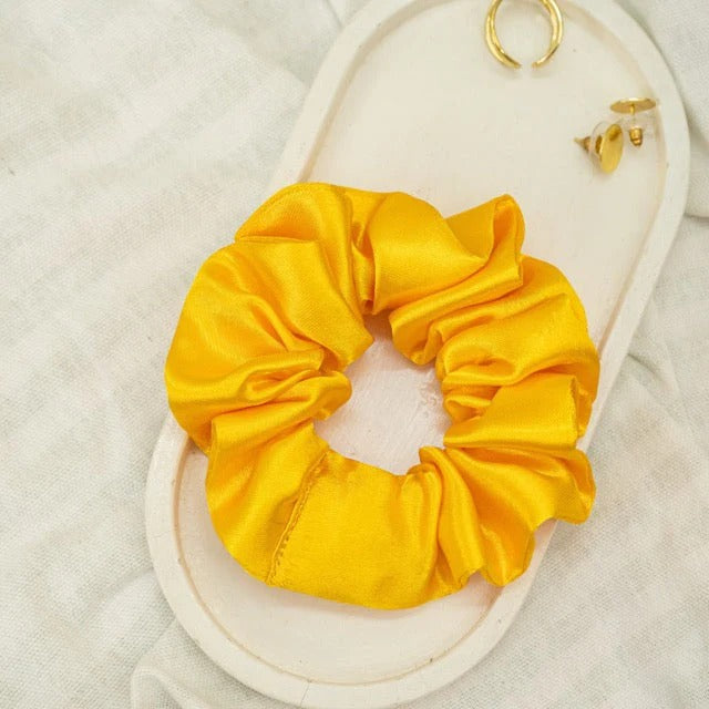 Mustard Yellow Satin Scrunchie
