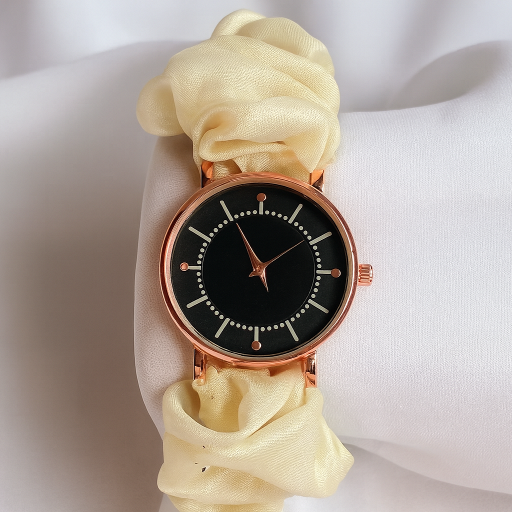 Luxury watch with silk scarf band