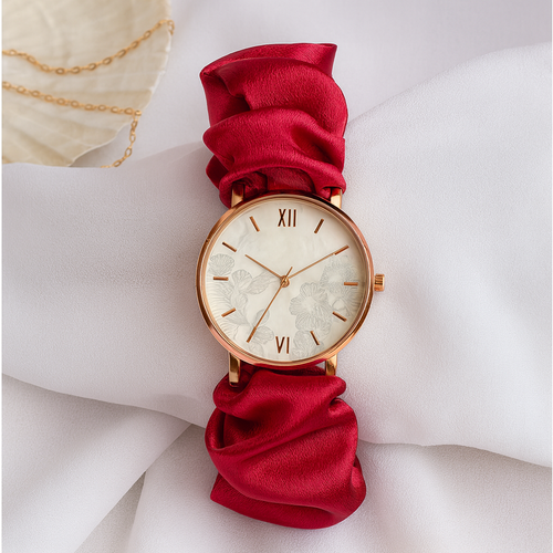 Scrunchie watch with background props in 6x6 inch format