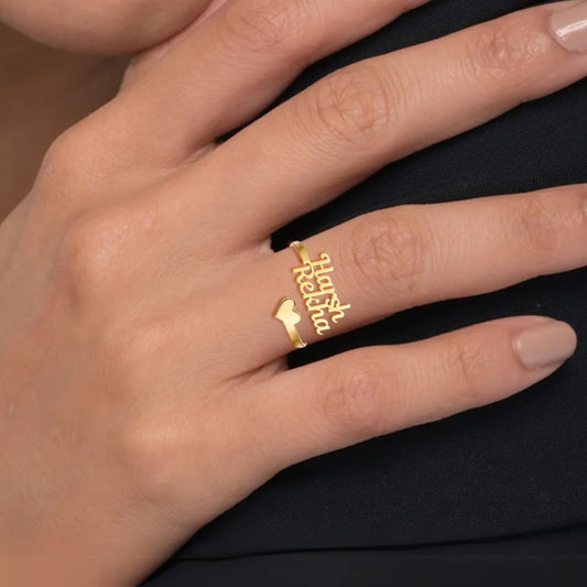 Bonded in Love – Couple's Heart Name Ring