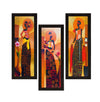 Tribal Grace – Set of 3 UV Art Paintings of Village Ladies with Satin Matt Texture