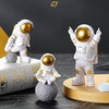 Golden Astronaut Spaceman Figurine Set – Resin Desktop Statues for Home & Office Decor (Set of 3)