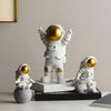 Golden Astronaut Spaceman Figurine Set – Resin Desktop Statues for Home & Office Decor (Set of 3)