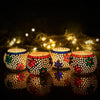 Luminous Mosaic Elegance – Set of 4 Handcrafted Glass Tea Light Holders