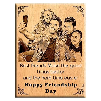 Personalized Natural Wood Engraved Photo Frame Vertical