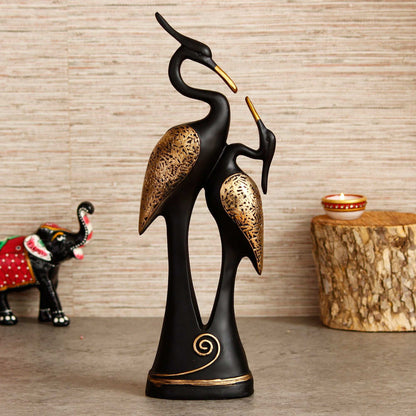 Eternal Love Black Swan Couple – Handcrafted Polyresin Decorative Showpiece