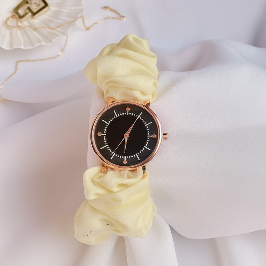 Cute Scrunchie Style Watch - White