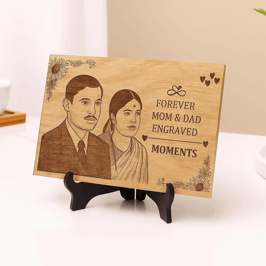 Personalized Natural Wood Engraved Photo Frame