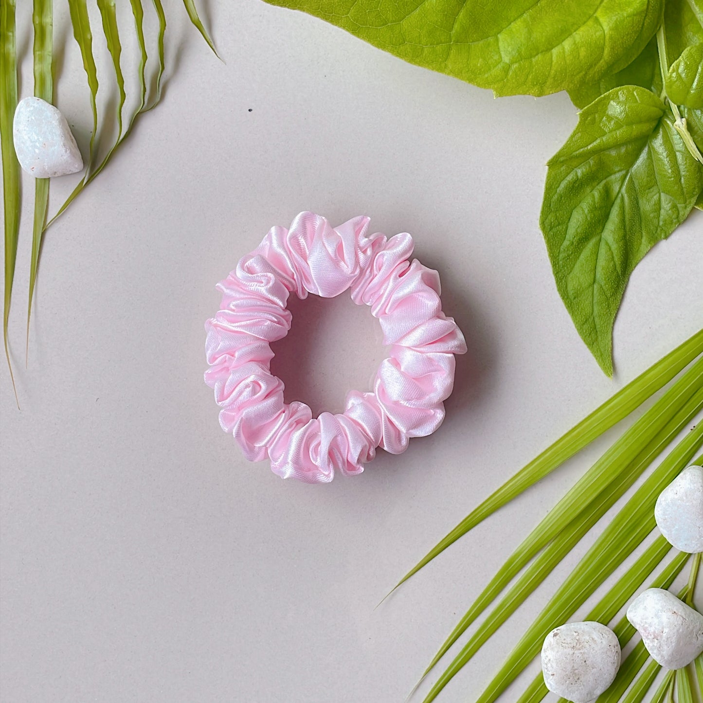 Satin Luxe Scrunchies - Set of 4 (Pearl Pink, Mocha Crush, Jet Black & Moonlight Silver)