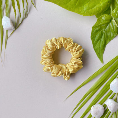 Vibrant Vibes Scrunchies - Set of 5 (Jet Black, Honeydew, Flamingo Pink, Sunshine Yellow & Light Aquamarine