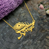 18K Gold Plated Personalised Mor Pankh Design Name Necklace