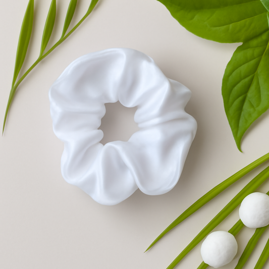 Ivory White Satin Scrunchie